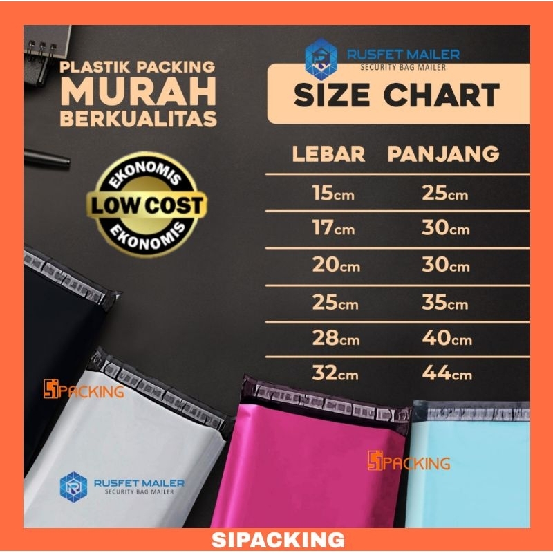 

IK6 Plastik Packing Polymailer 20x30 Isi 100 Ekonomis Kantong Polymer Rusfet Olshop Hitam Putih Pink