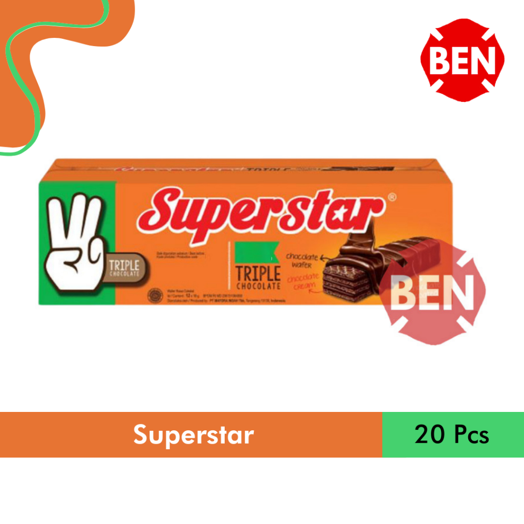 

Wafer Superstar 1 Pak - Box Dus - 20 Pcs - Coklat Mayora Promo Murah