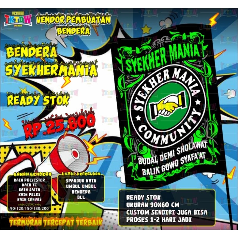 BENDERA SHOLAWATAN READY STOK DAN CUSTOM ( SYEKHER MANIA )