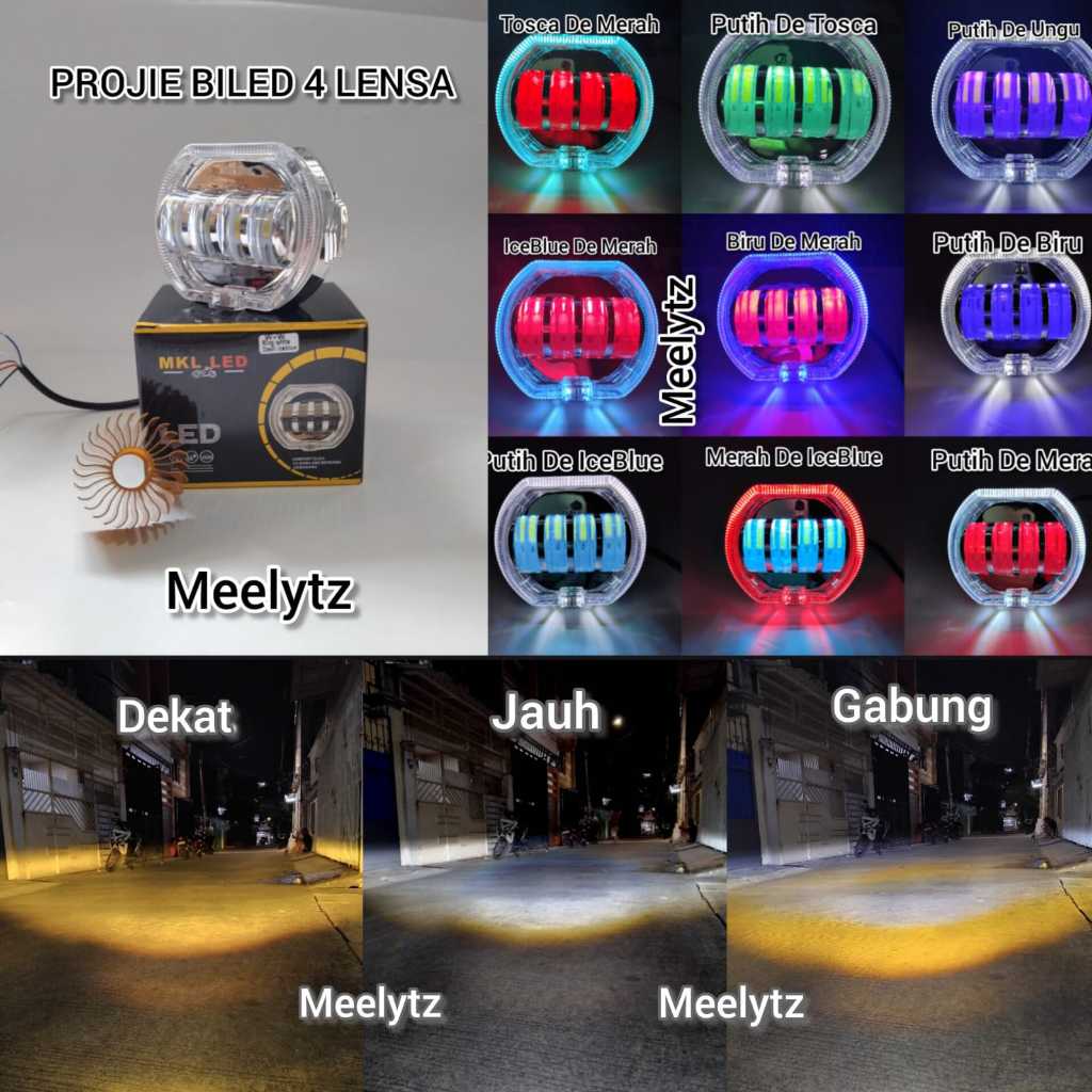 MKL LED - Projie Biled 4,5 Inc 4 lensa Plus Devil Cahaya Terang