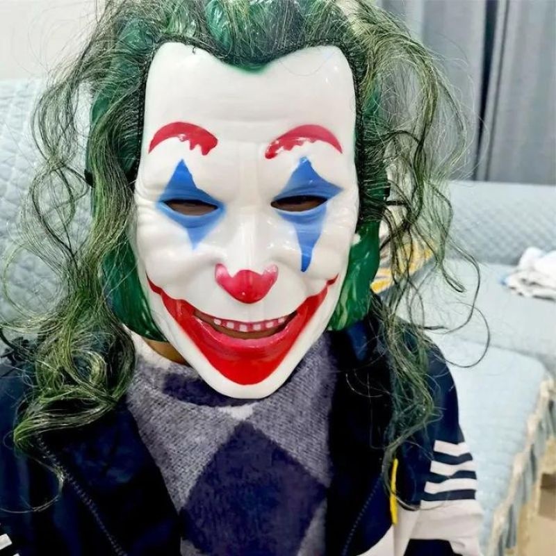 Topeng Badut Joker Rambut Hijau Plastik