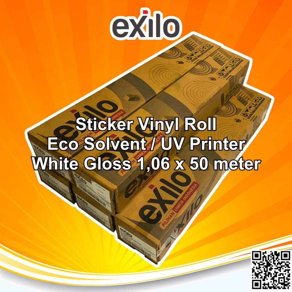 

EXILO Sticker Vinyl Roll Indoor Outdoor Digital Print Inkjet Eco Solvent UV Stiker White Gloss Panjang 50 m Lebar 1.06 m