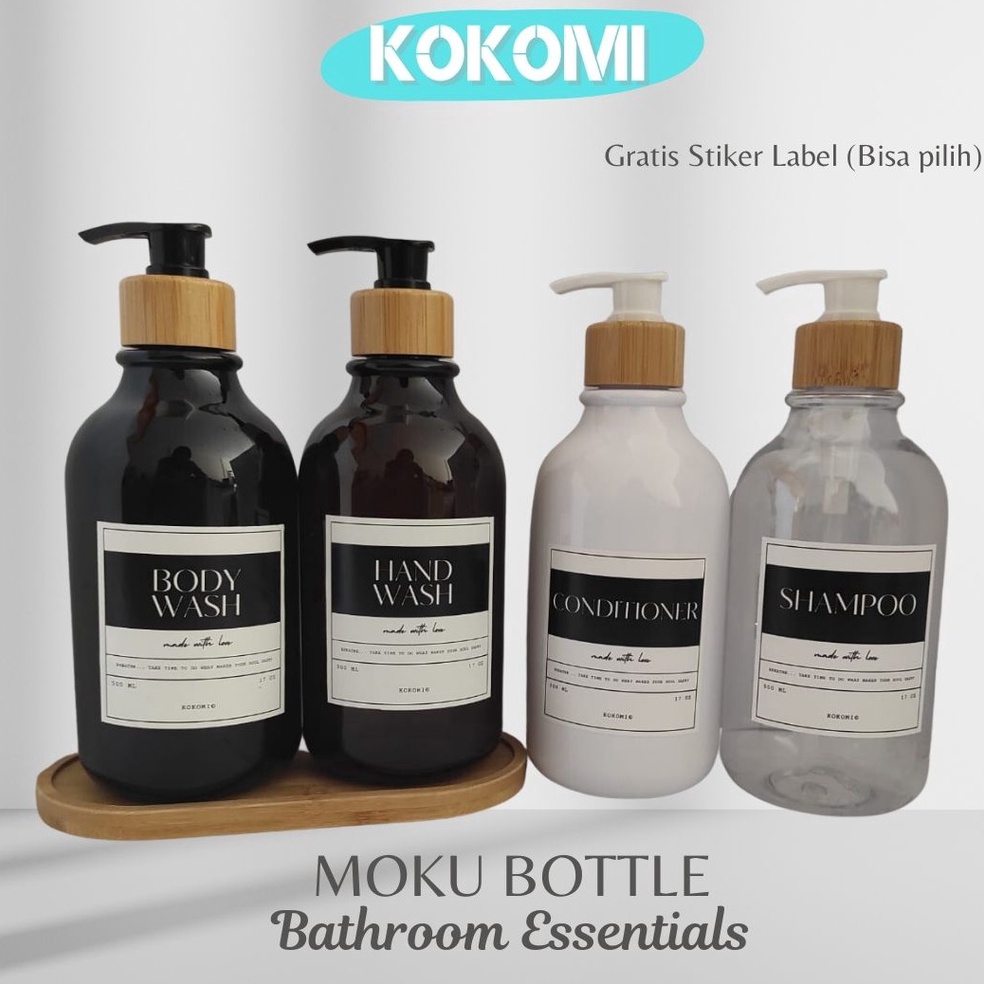 KOKOMI Botol Sabun Cair MOKU Refillable Bottle Pump Kayu 5ml Gratis Stiker Botol Sabun Shampoo Ref K