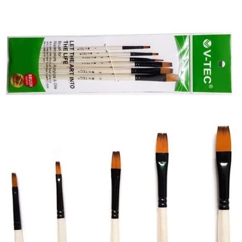 

KODE M77Q Kuas datar Lukis Menggambar Set isi 6 VTec VTec Drawing Pinting Brush Brush