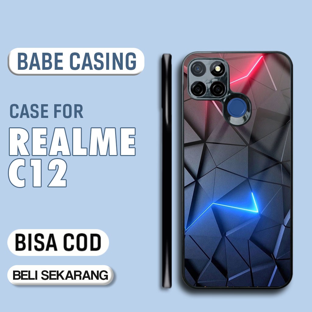 Case Realme C12 Terbaru - Casing Realme C12  - Motif Abstrak Kubik - Hardcase Premium Glossy - Softc