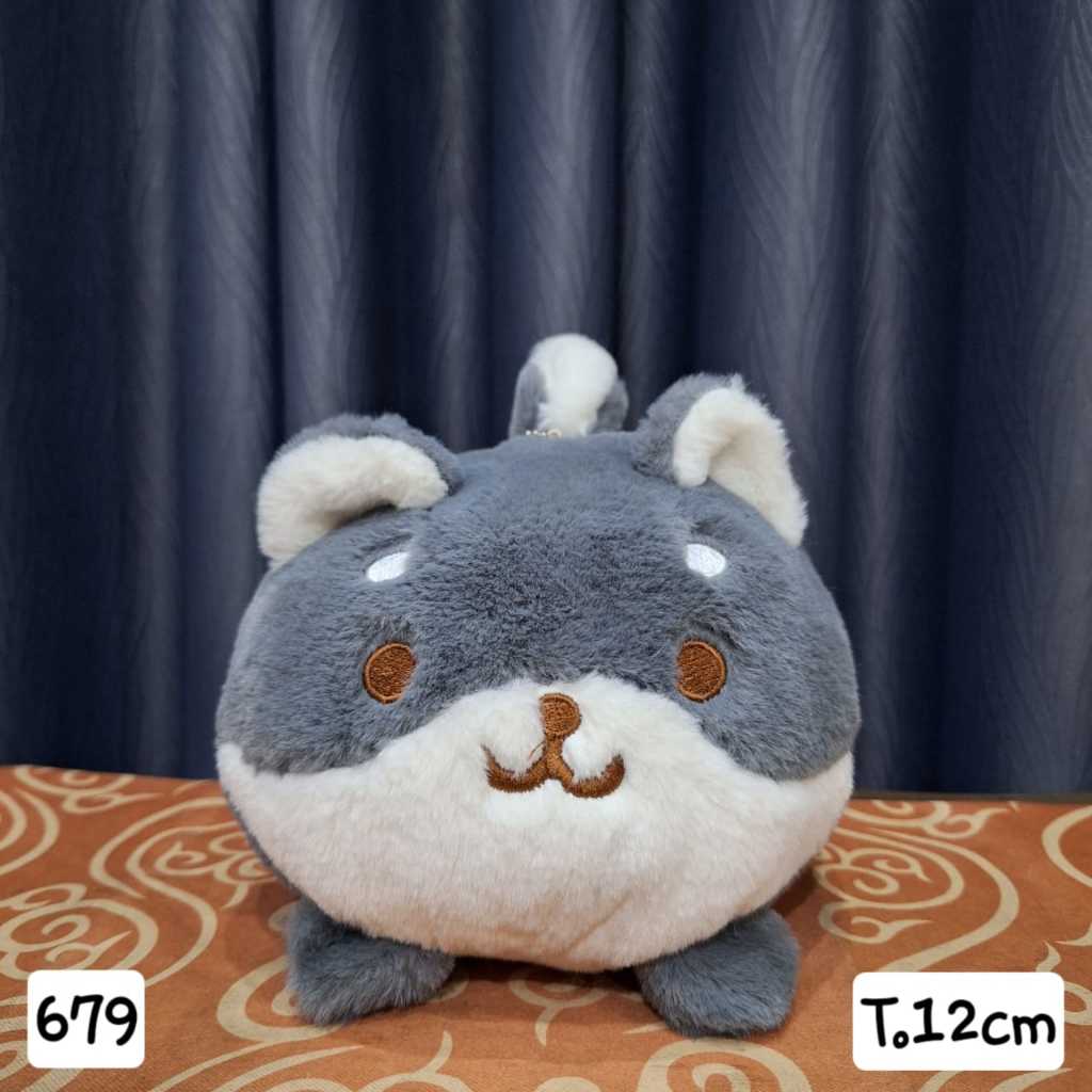 Boneka Guguk Anjing Dog Abu Kecil Lembut Bulu Gantungan Lucu B