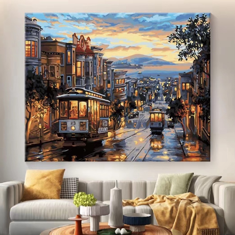 

Model Baru DIY Painting Canvas Paint By Number kit Lukisan 4x5cm