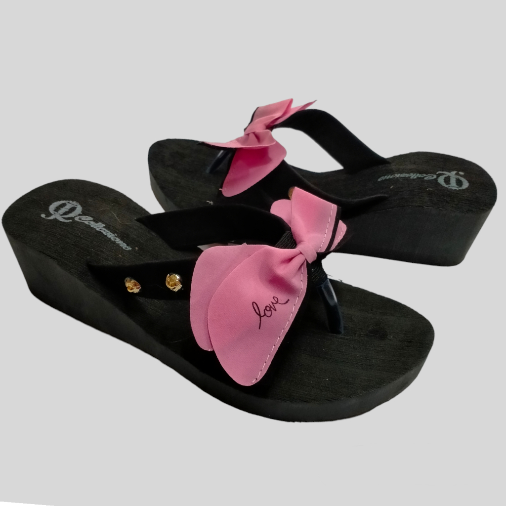 Sandal Wanita Wedges Spon Pita Mutiara 3cm