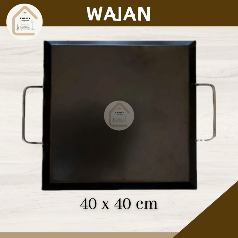 Wajan kebab Wajan roti bakar Ukuran 40x40 cm Wajan baja datar Wajan burger