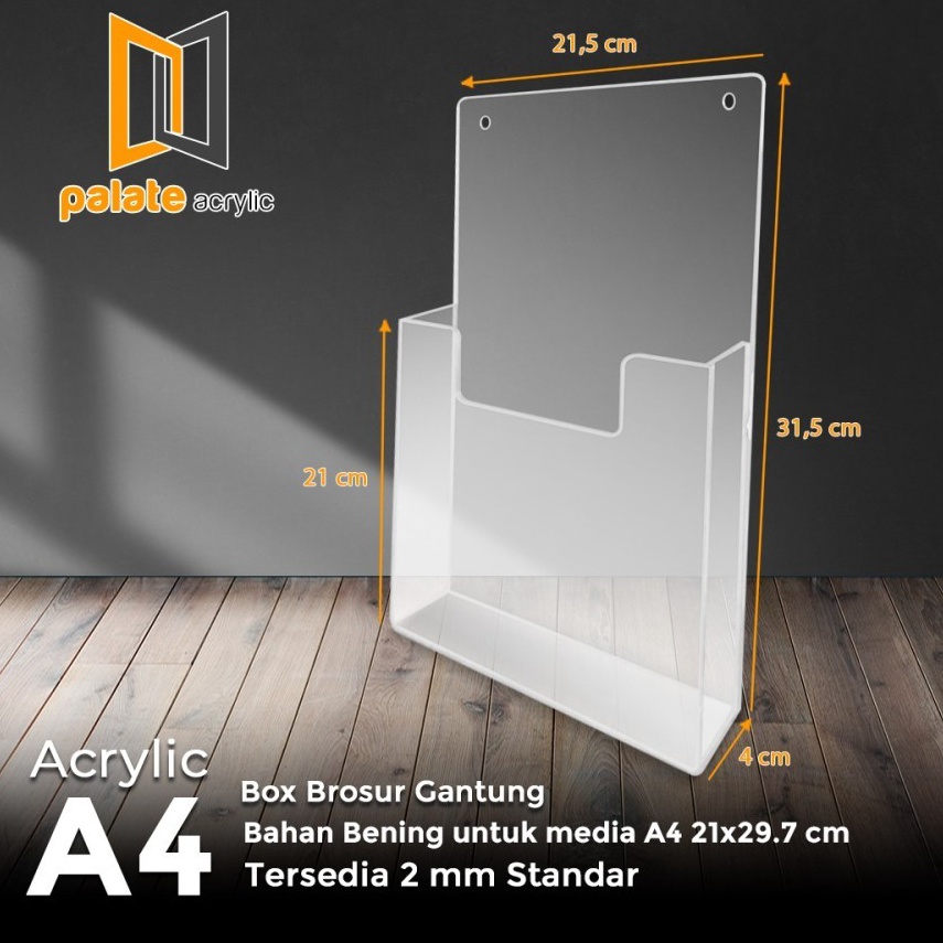 

KODE Q47W AKRILIK TEMPAT BROSUR RAK BOX A4 GANTUNG