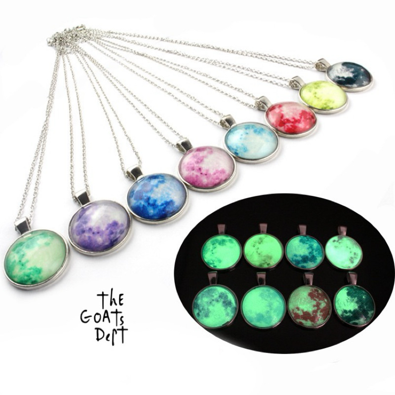 The Goats Dept Glow Full Moon Necklace / tgd3 Klung Bulan Fosfor Menyala Terang Bts Yoongie Model Ko