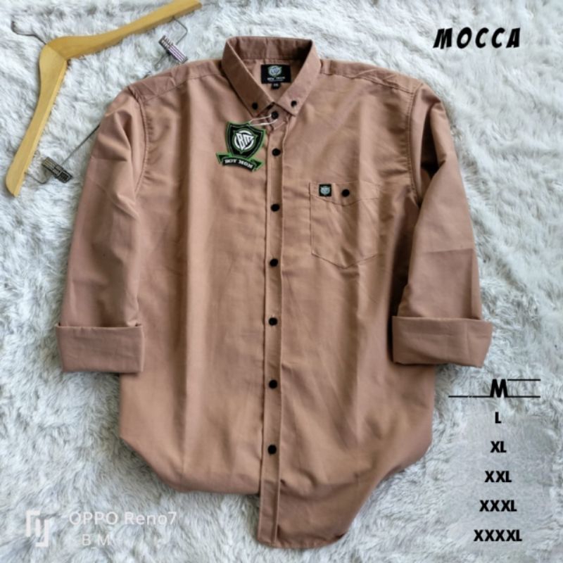 Kemeja Mocca Pria Lengan Panjang Formal Hem Polos Pria Casual Kemeja Kantor Pria Moka Mocca