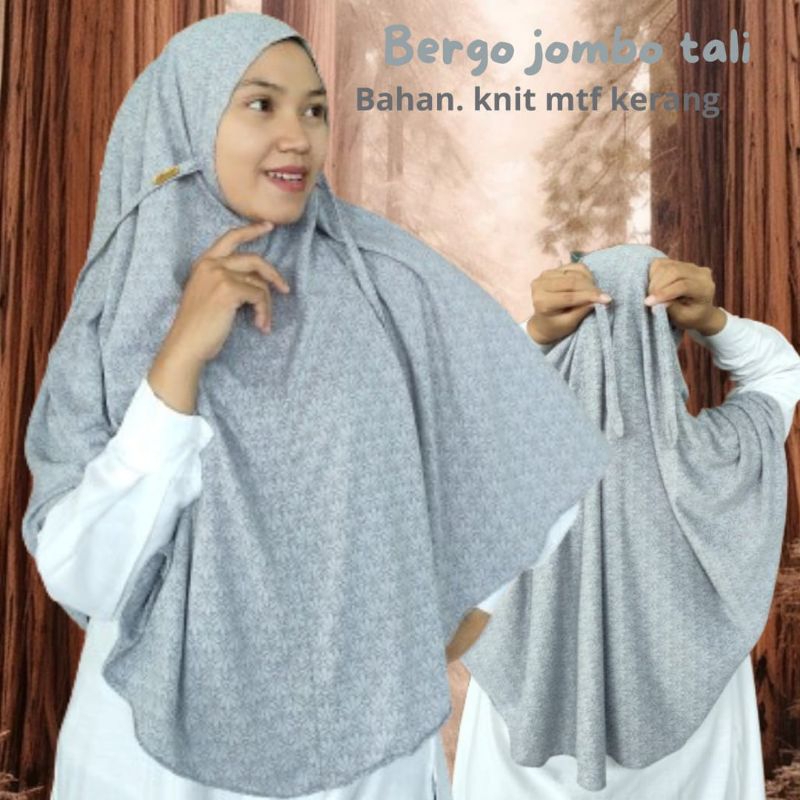 Hijab Bergo Tali Instan Motif  Kerang Jumbo Bahan Knit Premium(Adem)/Jilbab Bergo Tali Motif Jumbo I