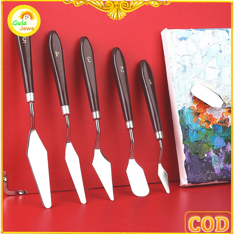 

KODE N19B Set Isi 5 Palette Knives Scrapper Spatula for Sculpturing painting modelling cake dekorasi kue