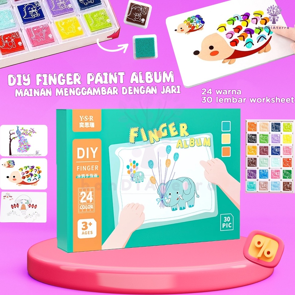 

KODE O96Y Bandiaterra DIY Finger Paint Album 24 Colours Mainan Menggambar dengan Jari AnakAnak