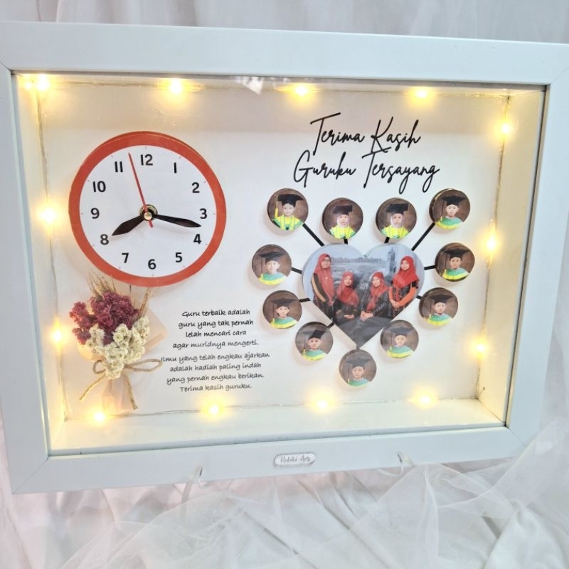 (30x40cm) Flower in Frame / Kado / Kenang-Kenangan/ Souvenir Jam /  Kado Pop Up