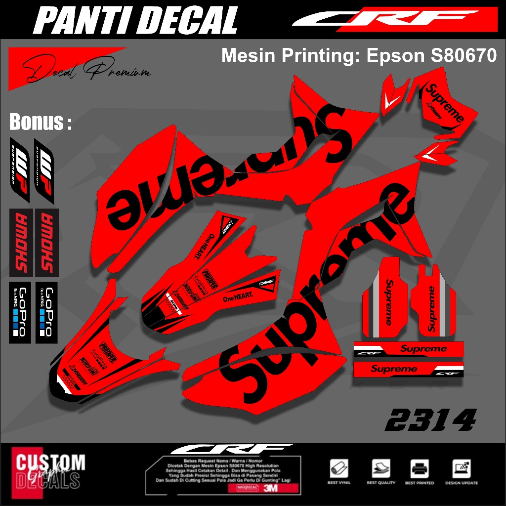 STICKER PREMIUM Setiker Decal CRF 150 L minimalis Fullbody-Dekal CRF 150 L Full Body Supreme