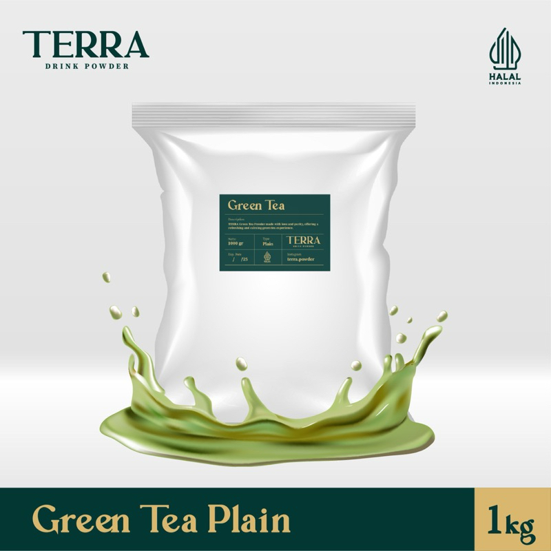 

TERRA Green Tea Plain Powder 1 Kg - Bubuk Minuman Rasa Green Tea / Matcha Tanpa Gula 1000 gr