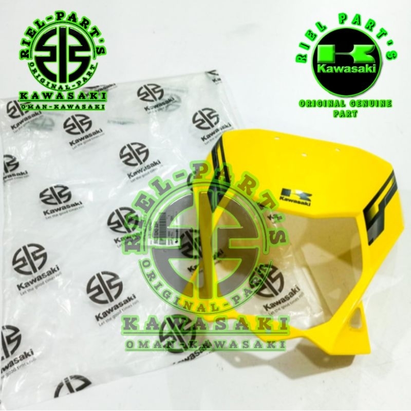 BATOK LAMPU DEPAN D-TRACKER BF KLX BF KUNING STIKER HITAM ORIGINAL GENUINE PART KAWASAKI
