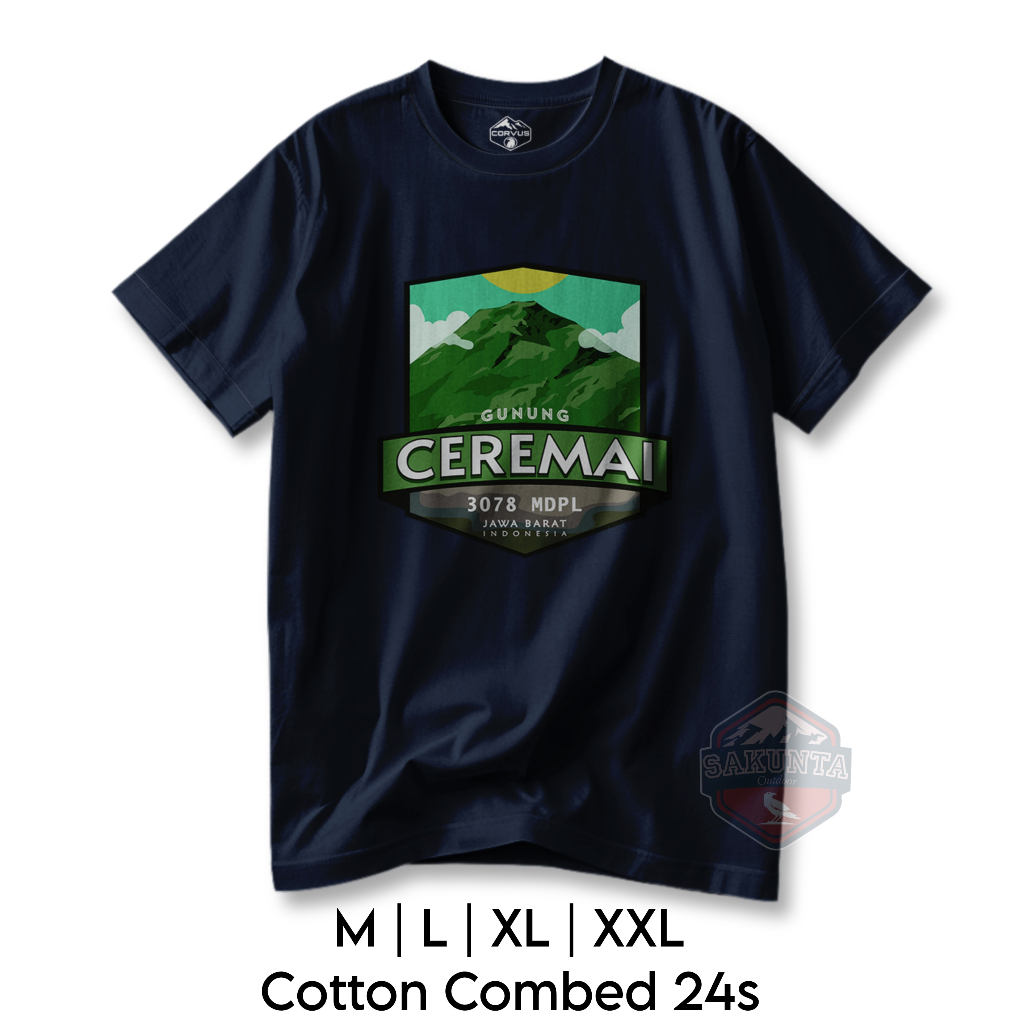 sakunta outdoor kaos pendaki gunung pria dan wanita Tshirt hikking camping gunung ceremai logo gunun