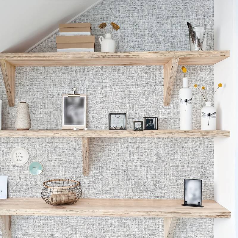 (PAKET 5 Roll) Wallpaper Linen 5 Roll Wallpaper Dinding Dekorasi Kamar Wallpaper Dinding Linen