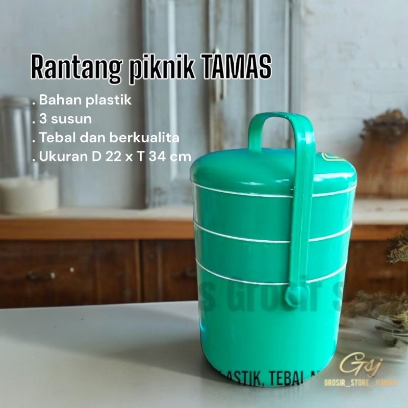 Rantang piknik bekal makanan tamas GMMC plastik susun 3 grosir