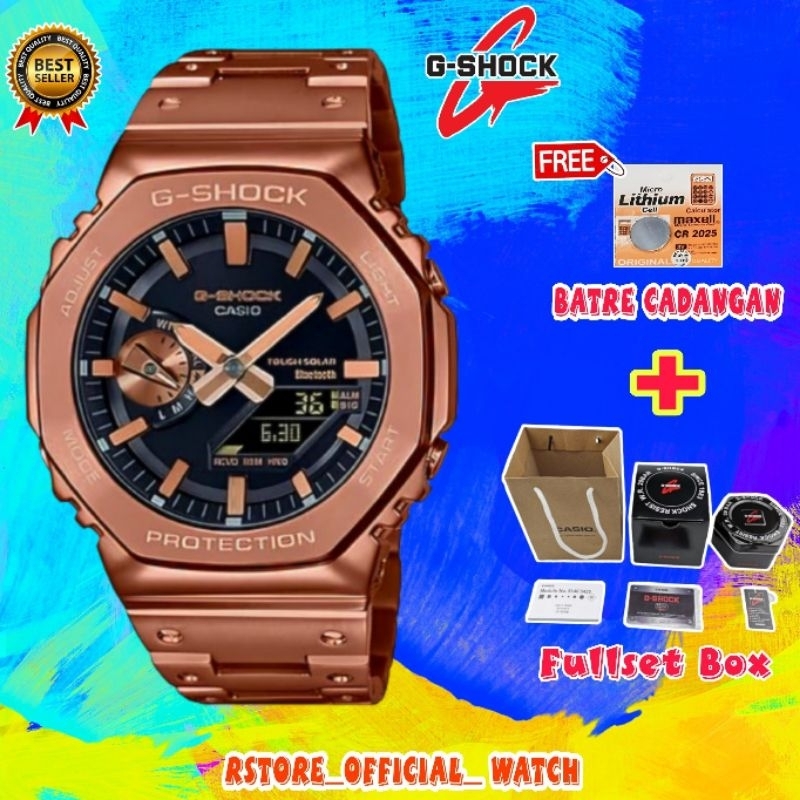 Jam Tangan Pria Casio G-Shock GMB-2100GD-5A GM2100 Auto Light Aktif Rantai Stainless Steel