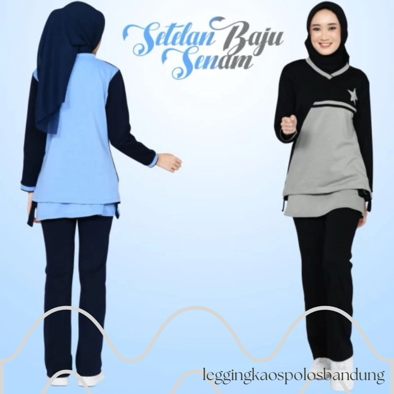 SETELAN BAJU SENAM AEROBIC MUSLIMAH/CELANA ROK SENAM CARGO