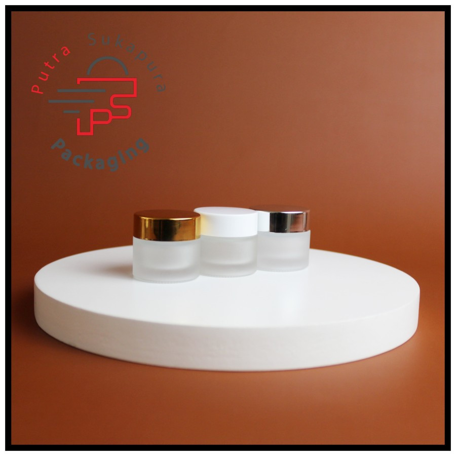 Pot Cream 10Gr Kaca Frosted/Pot Jar Kaca10Gr Frosted - Tutup Silver