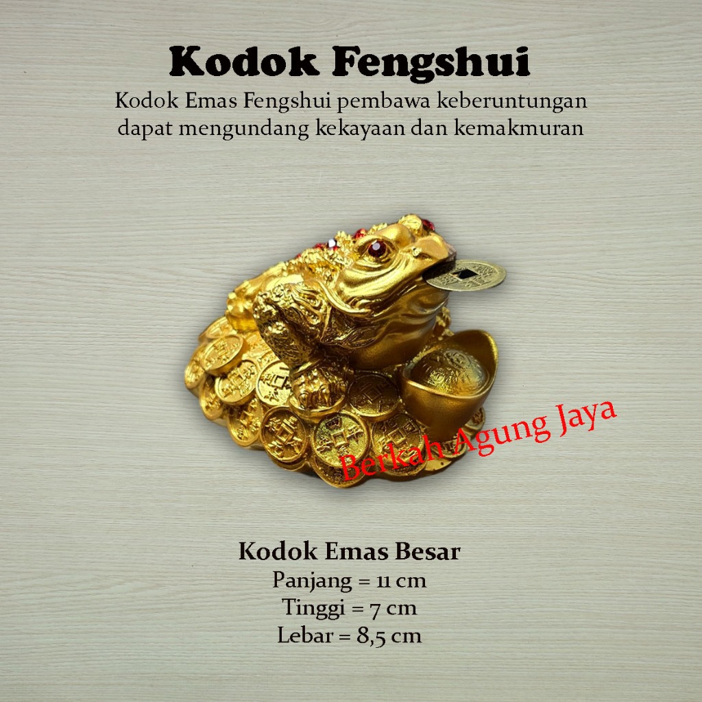 Kodok Fengshui / Kodok Emas Kaki Tiga Ukuran 11 cm