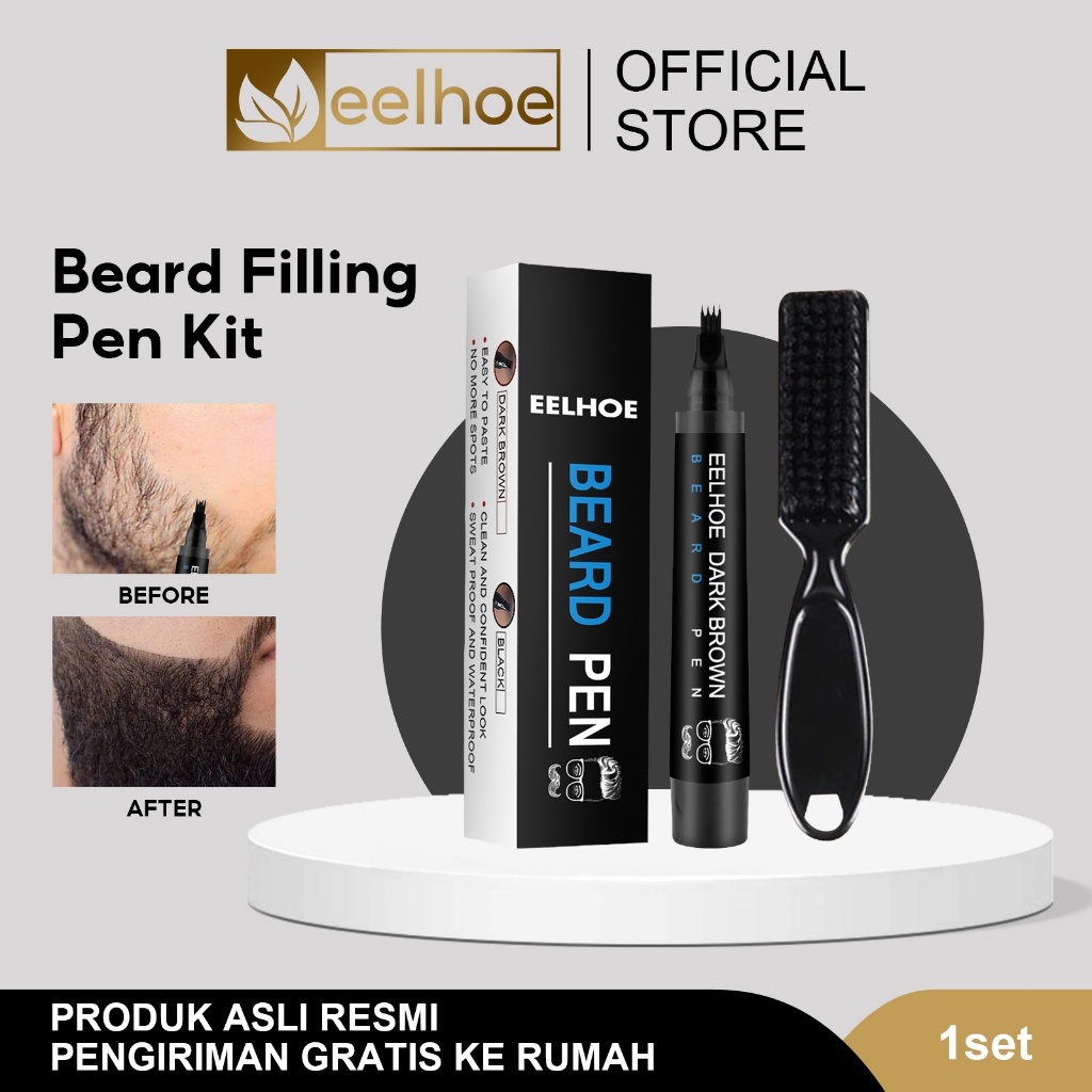 EELHOE Beard Pen/Pena Pengisi Jenggot/Beard Filling Pen Kit / Pena Jenggot 4-Tip / Jenggot Filler Pe