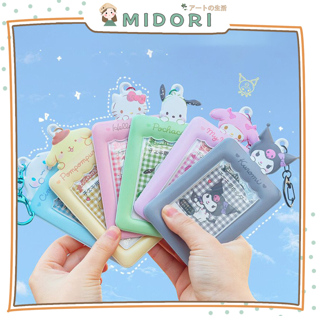 

[MIDORI] 1Pcs CUTE KUROMI CINNAMOROLL MELODY HELLO KITTY POMPOMPURIN POCHACCOCARD HOLDER ID Card Tag Holder Photo Card Case Keychain Tempat Penyimpanan Kartu Name Tag - F0256