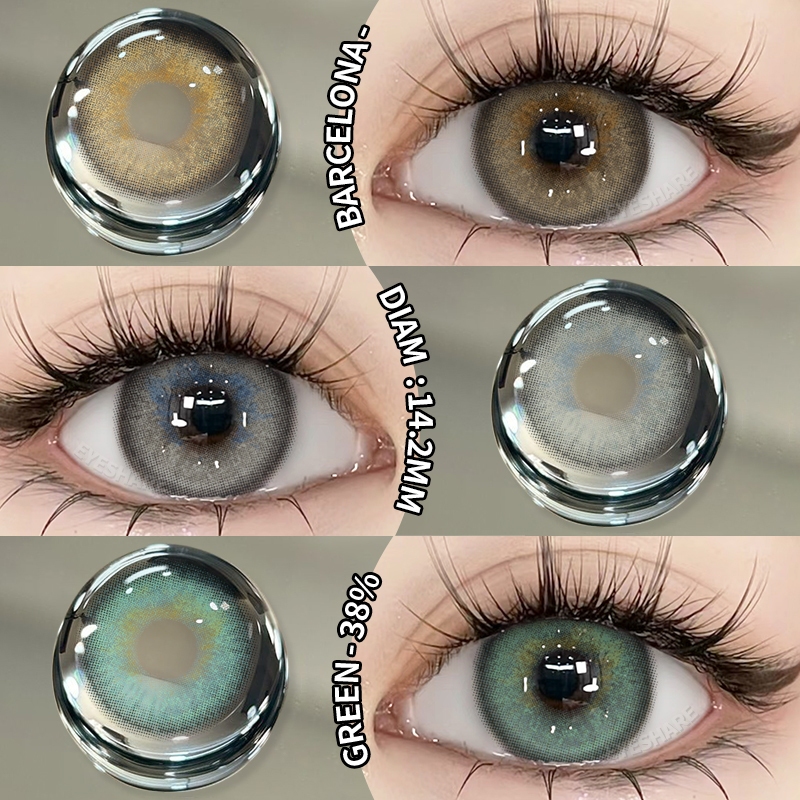 【✔️COD】Softlens lensa mata 1 pasang Lensa Kontak Berwarna diameter 14.2 MM soflen BARCELONA seri Kor