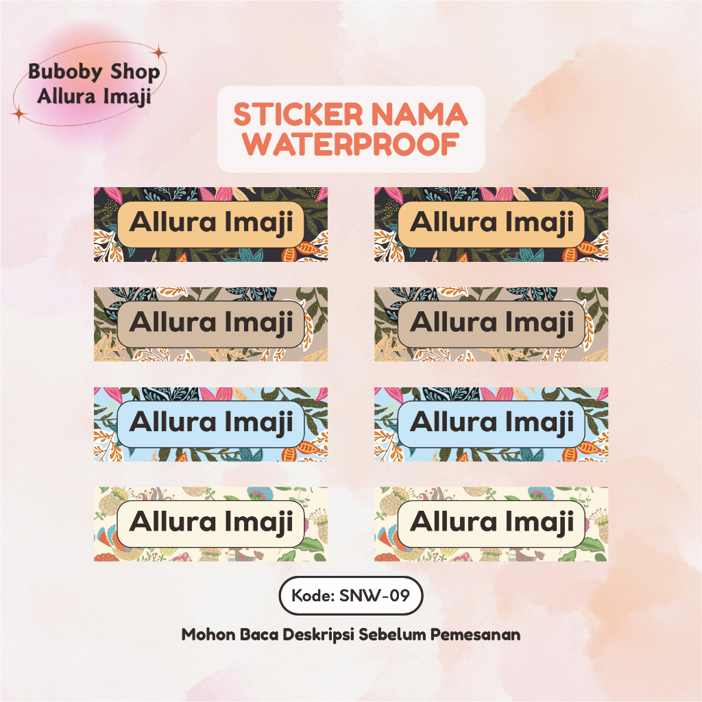 

Sticker Nama Waterproof SNW-09