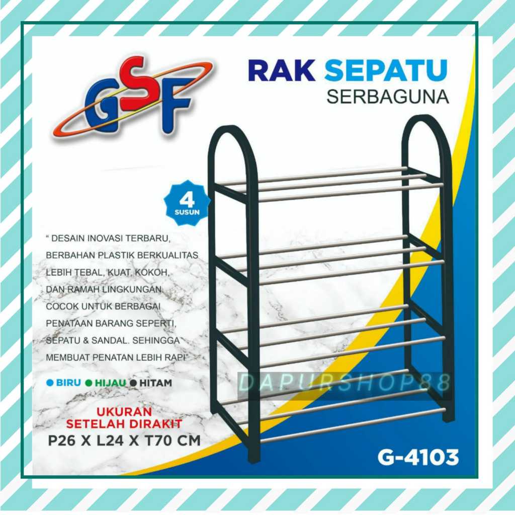 RAK SEPATU GSF G-4103 / RAK SEPATU GSF G 4103 SANDAL SENDAL SUSUN 4 TINGKAT EMPAT BAHAN PLASTIK DAN 