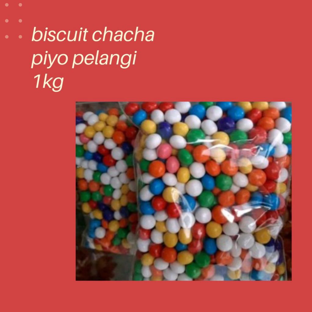 

BISCUIT CHACHA 1 KG WARNA PIYO BOLA PELANGI 1KG CEMILAN KILOAN