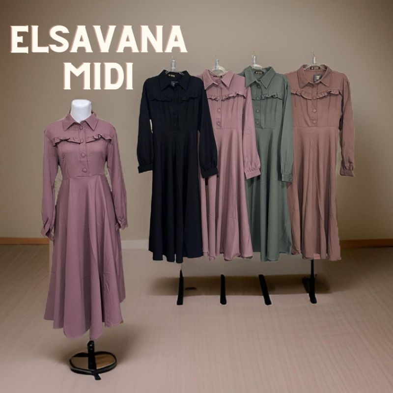 Elsavana Midi Gamis Dress Panjang Tanggung Remaja Bahan Adem