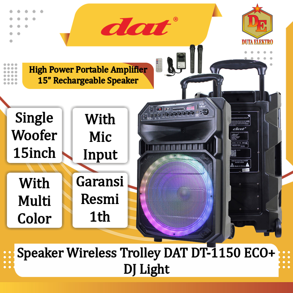 Speaker Wireless Dat DT 1150 ECO+ DJ Light Trolley Portable