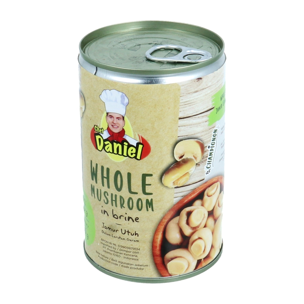 

WHOLE MUSHROOM CHEF DANIEL 425 GR JAMUR KALENG