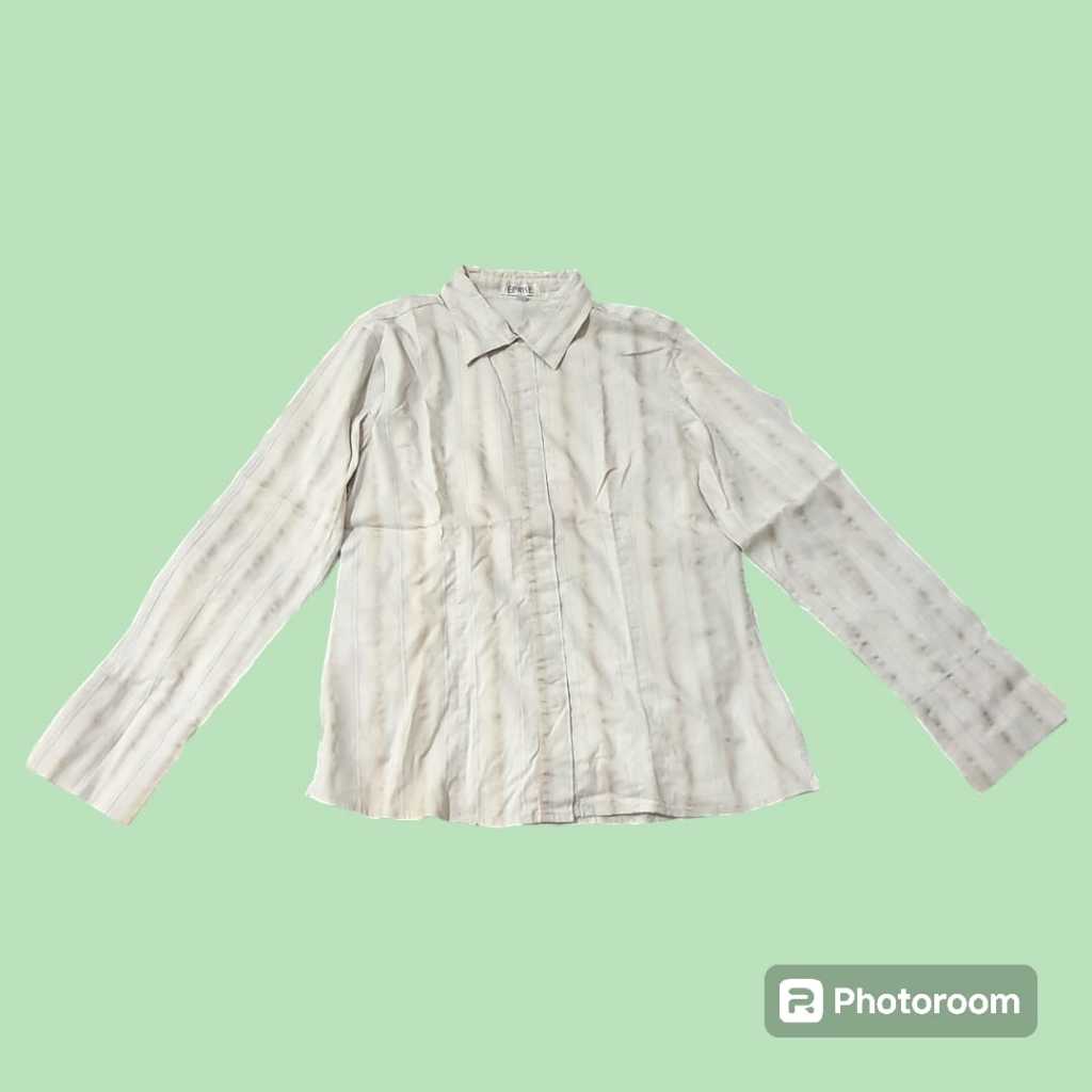 QQ KEMEJA CEWEK LENGAN PANJANG EPRISE SIZE L MOTIF GARIS-GARIS