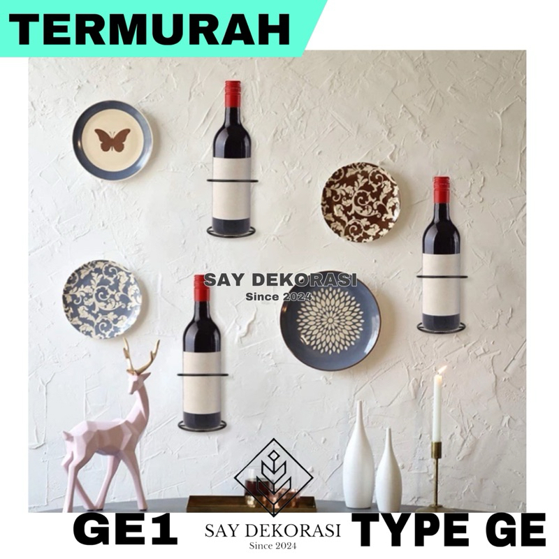 TYPE GE Wine Holder Wall Holder Rak Wine Dinding Wine Rack Rak Botol Wine Tempel Dinding Bar Cafe Ho