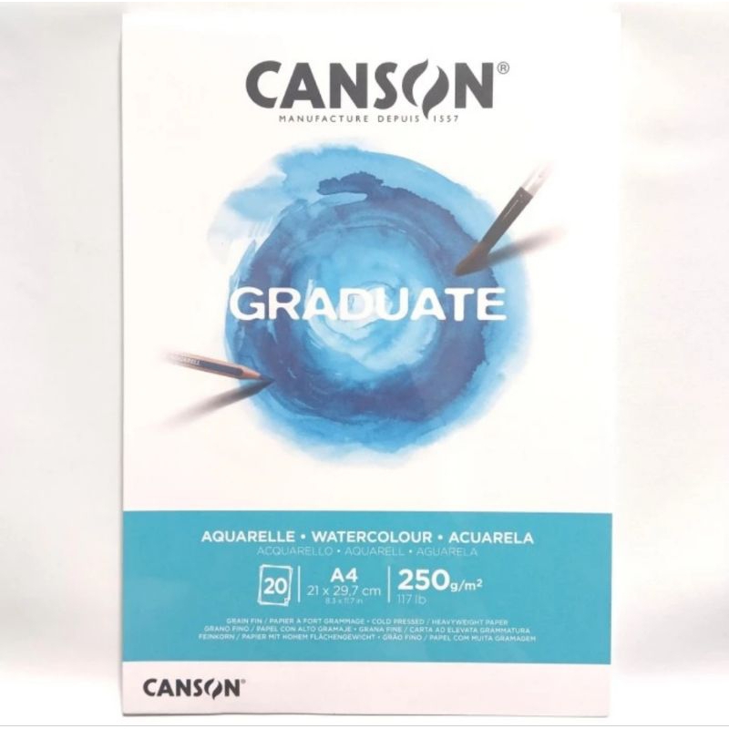 

Canson Graduate A4 Watercolour Paper Cold Pressed 20 Sheets 250 Gsm