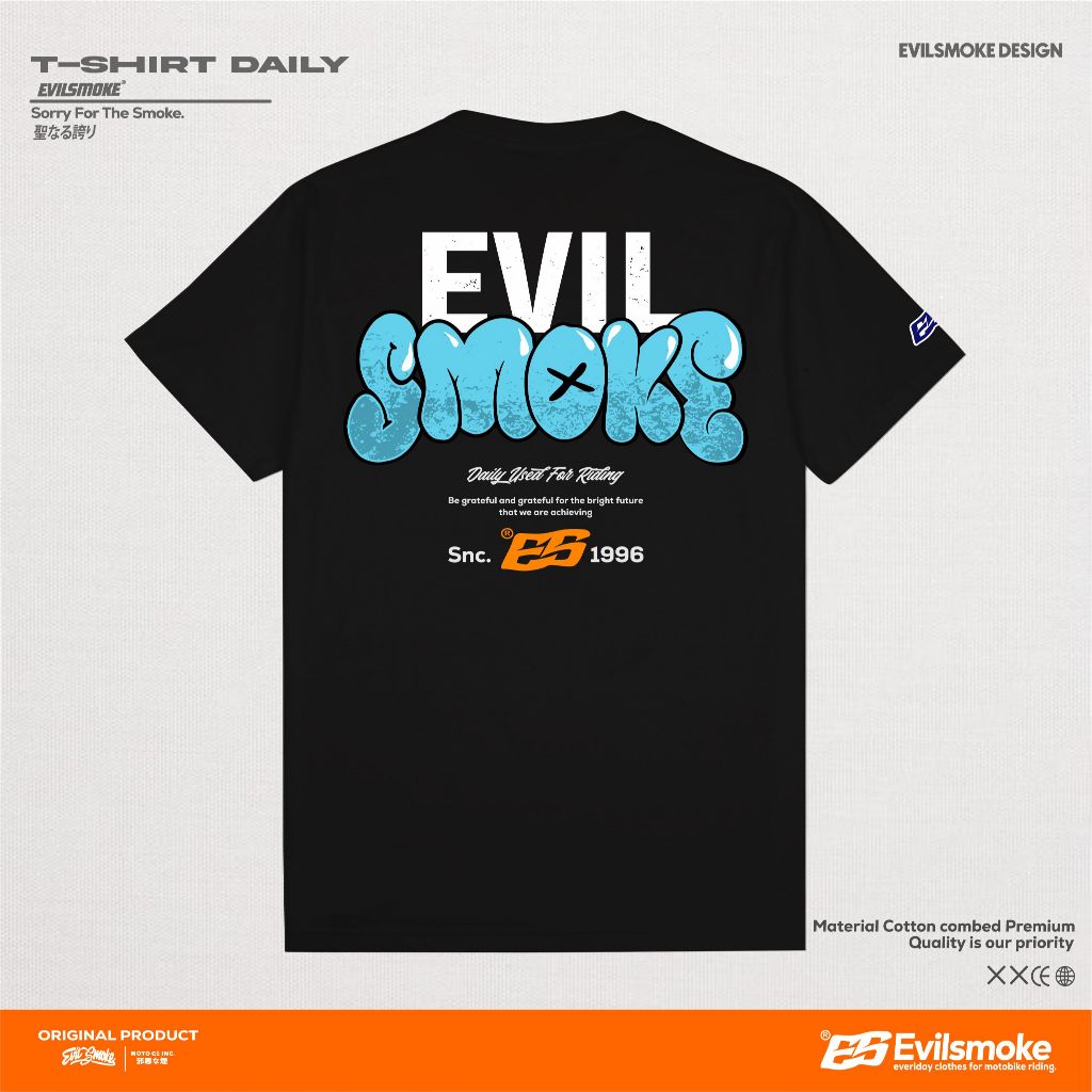 Kaos Evilsmoke ES BUBBLE  Cotton combed hijau botol Hitam, Regulerfit