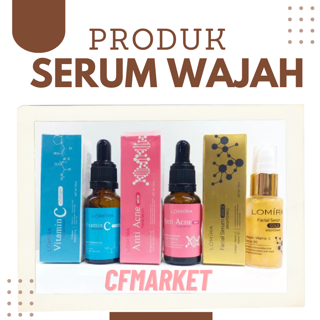 LOMIRA FACIAL SERUM - ANTI ACNE - GOLD BRIGHTENING - VITAMIN C + COLLAGEN - SERUM WAJAH MURAH (CFMAR