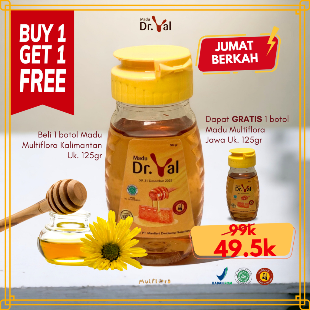 

[Jumat Berkah] BUY 1 GET 1 Madu Murni Dr. Val Varian Multiflora, Akasia, Randu ukuran 125gram