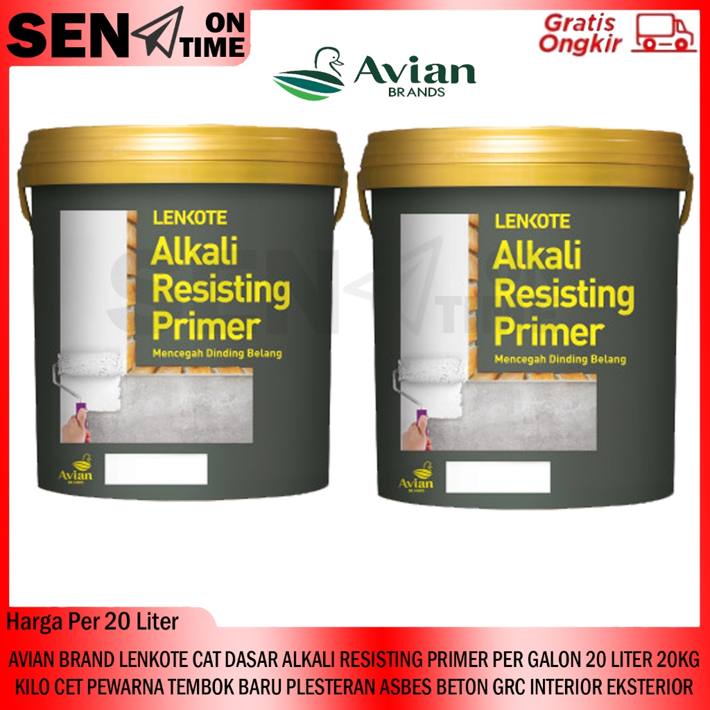 CAT DASAR AVIAN BRAND LENKOTE ALKALI RESISTING PRIMER PER PAIL 20L 20 LITER KG KILO KILO CET PEWARNA