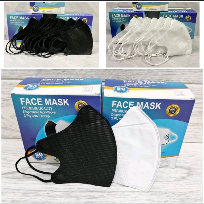 Masker Duckbill facemask Duckbil face mask 50 Pcs1Box Putih Hitam masker duckbill garis mirip sensi 