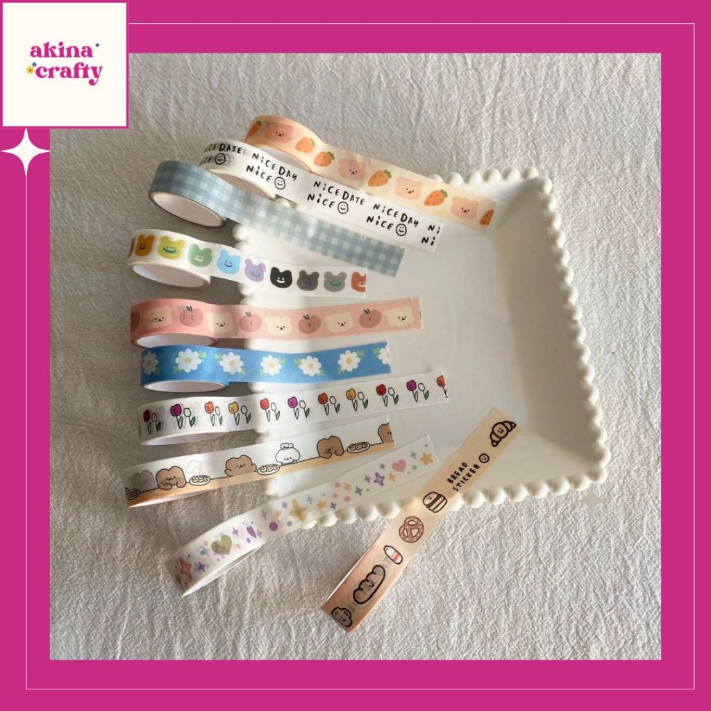 

[AKINACRAFTY] CUTIE Washi Tape Masking Tape Double Tape BuJo DIY Scrapbook Journal