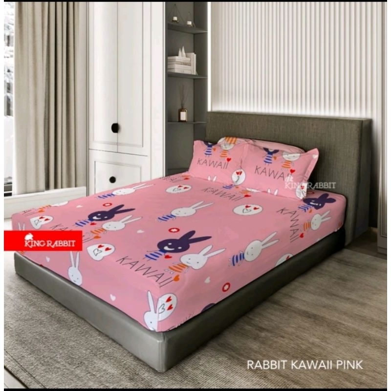 King Rabbit Sprei, Sarung Bantal & Sarung Guling - Rabbit Kawai Pink