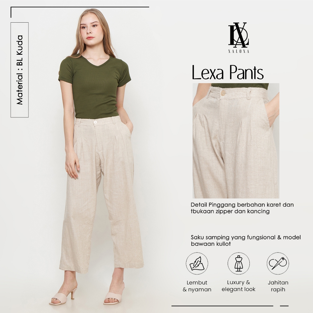 XALOXA LEXA PANTS | Celana Panjang Wanita Bahan BL KUDA | Size Reguler